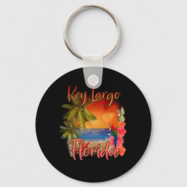Key Largo Florida Keys Tropical Beach Sunset Key Ring (Front)