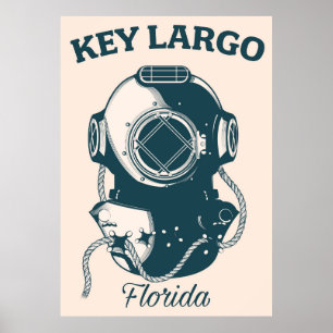 Key Largo Florida Nautical Diving travel poster