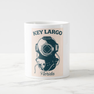 Key Largo Florida Nautical Diving travel poster Large Coffee Mug