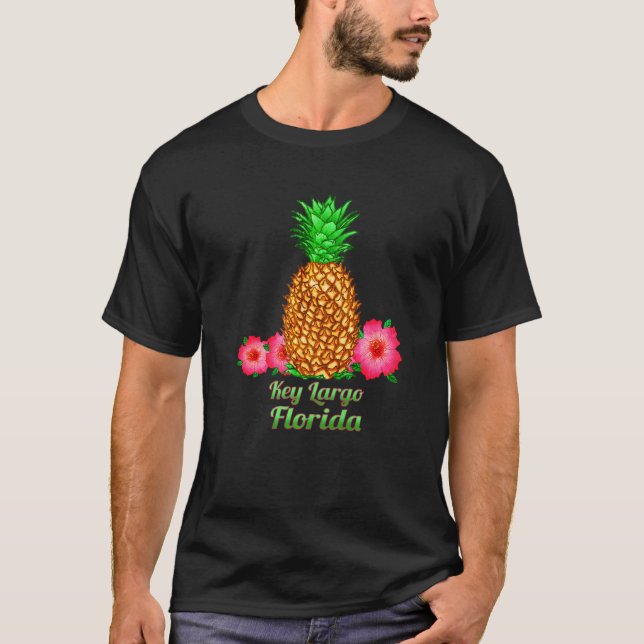Key Largo Florida Pineapple Floral   T-Shirt (Front)