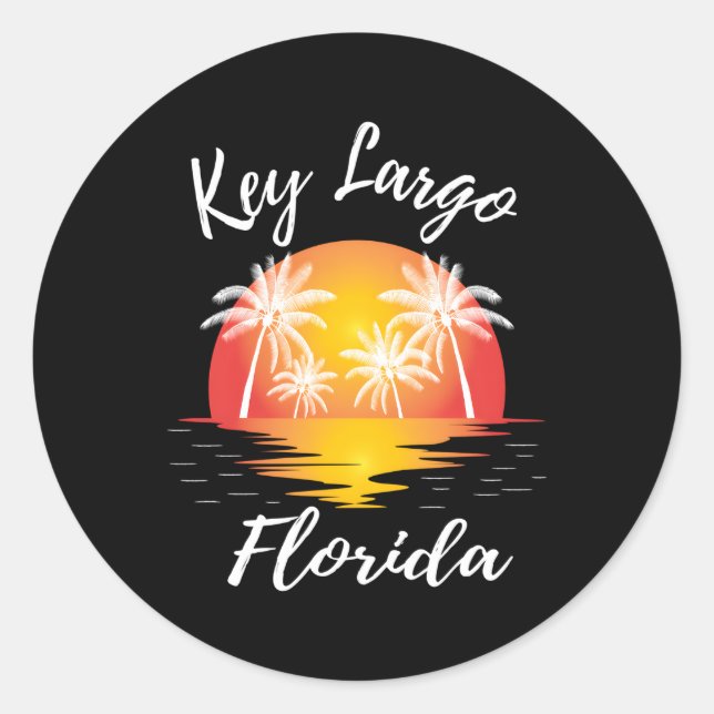 Key Largo Florida Reflecting Beach Novelty Classic Round Sticker (Front)