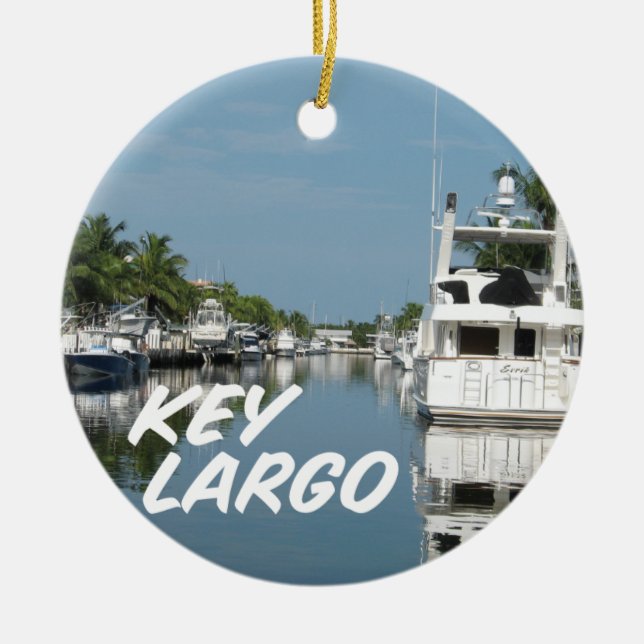 Key Largo Florida scene Ceramic Tree Decoration (Front)
