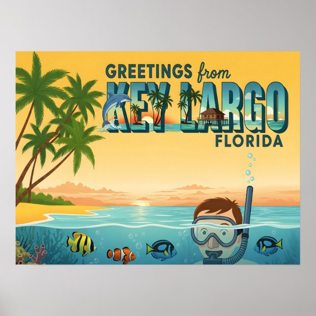 Key Largo Florida – Tropical Vacation Poster (Front)