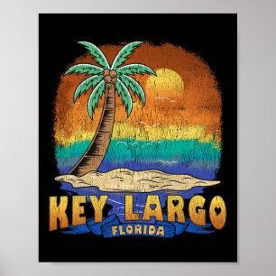 Key Largo Florida Vintage Distressed Souvenir Poster