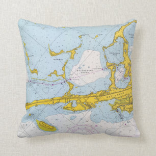 Key Largo nautical chart map Cushion