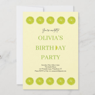 Key Lime Fruit Fresh Birthday Party Invitation