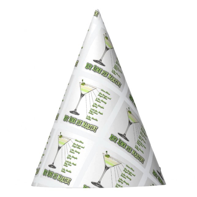 Key Lime Pie Martini Cocktail Recipe Art Party Hat (Front)