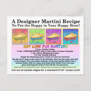 Key Lime Pie Martini Recipe Card Postcard