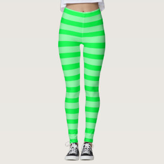 Key Lime Pie Neon Green Black Light Rave Stripes Leggings