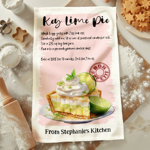 Key Lime Pie Recipe Personalised Tea Towel