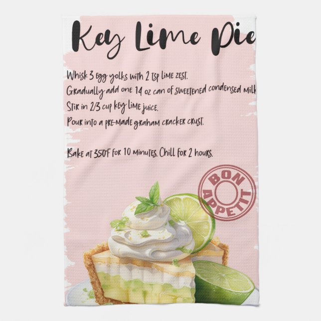 Key Lime Pie Recipe Tea Towel (Vertical)