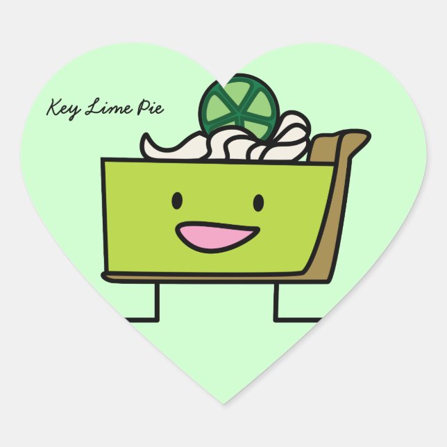 Key Lime Pie sour lemon tart dessert slice graham Heart Sticker (Front)