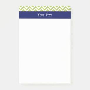 Key Lime SLg Chevron Navy Name Monogram Post-it Notes
