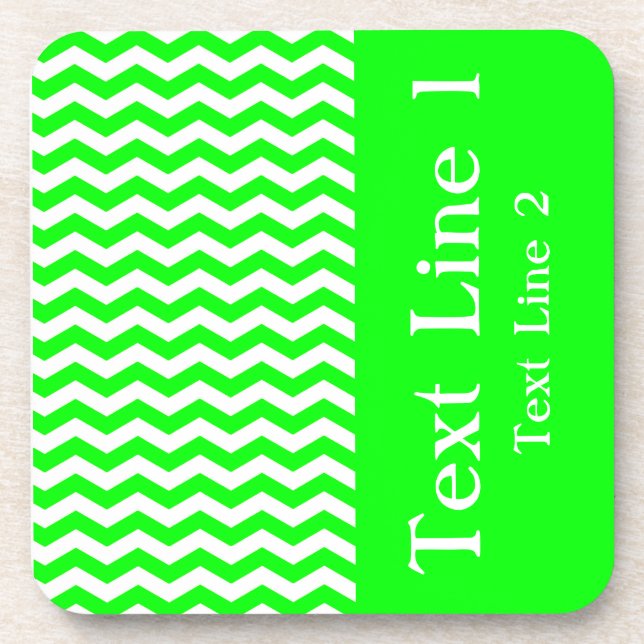 Key Lime Wave Chevron customizable Coaster (Front)