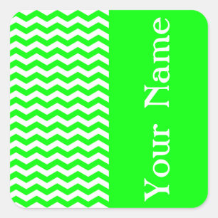 Key Lime Wave Chevron with name Square Sticker