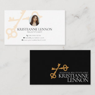 Key Logo Modern Real Estate or Rental Agent Busine Business Card