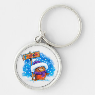 Key Ring Christmas Peace Robin.