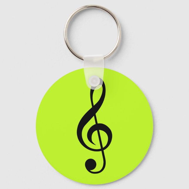 Key Ring Music Clef Bright Lime (Front)