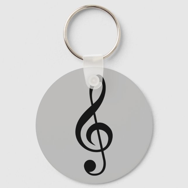  Key Ring Music Clef Silver/Grey (Front)