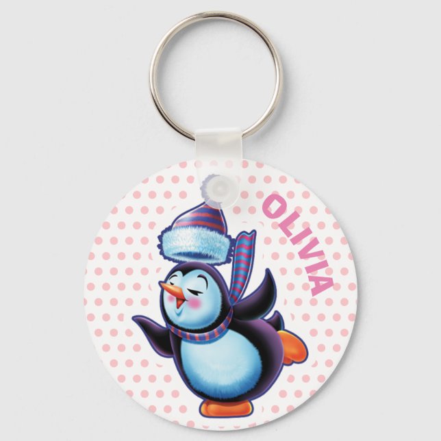 Key Ring with skating penguin (Front)