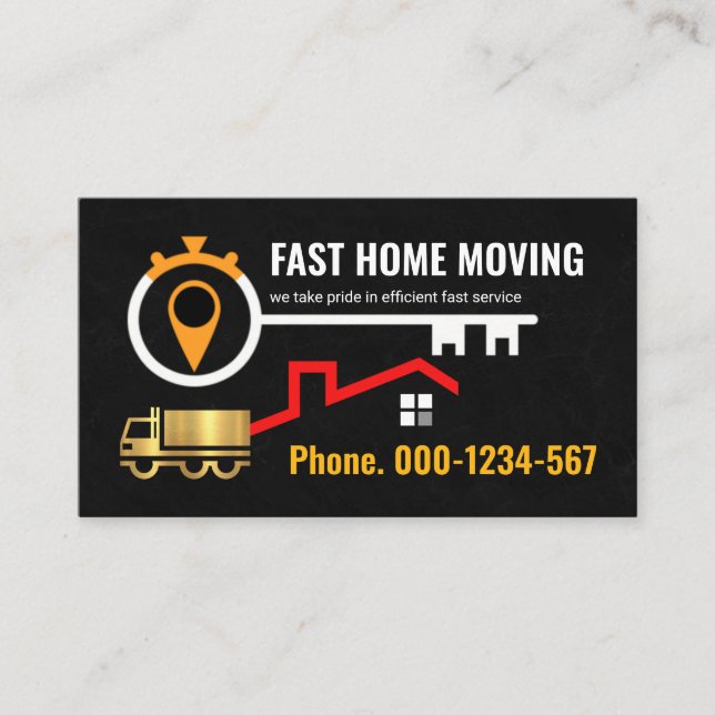 Key Stopwatch Gold Truck Moving Home Business Card (Front)