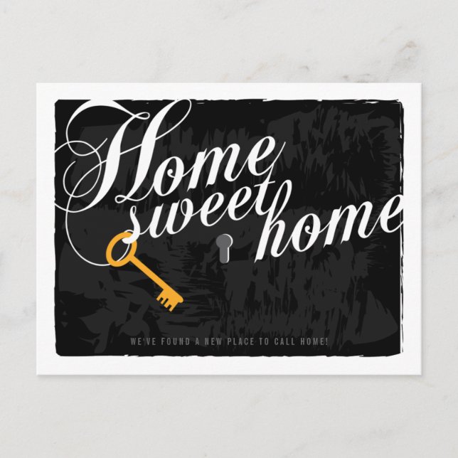 Key Stylish Elegant Black New Address Postcard (Front)