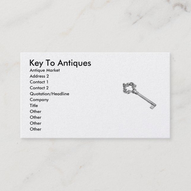 Key To Antiques Antique Market Business Card (Front)