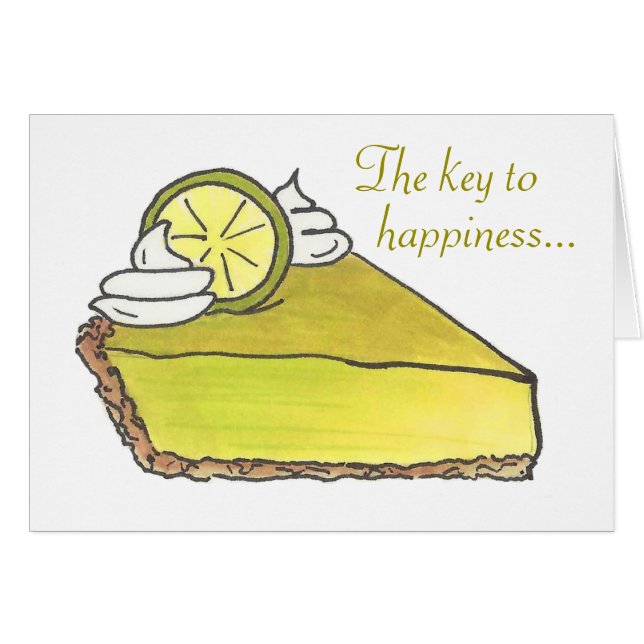 Key to Happiness is You Keylime Pie Slice Cards (Front Horizontal)