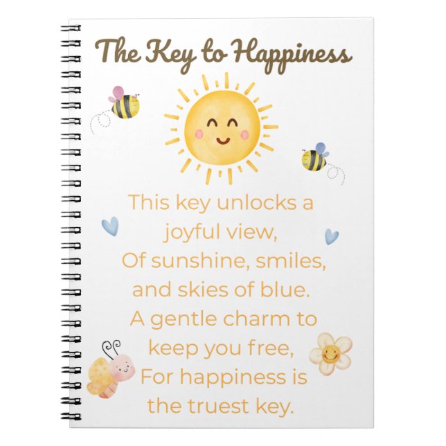 Key to Happiness Notebook – Inspirational Journal (Front)