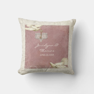 Key to my Heart Dove Swirl Flourish Love Wedding Cushion