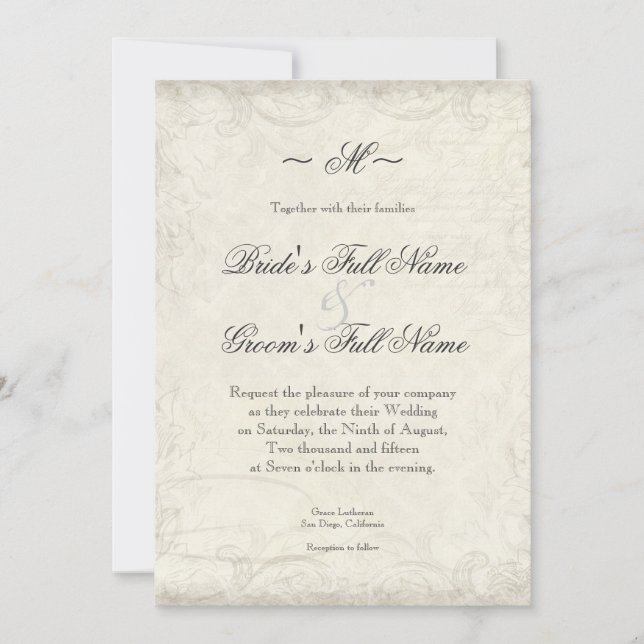 Key to my Heart, Doves Swirl Weddings Invite (Front)