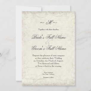 Key to my Heart, Doves Swirl Weddings Invite