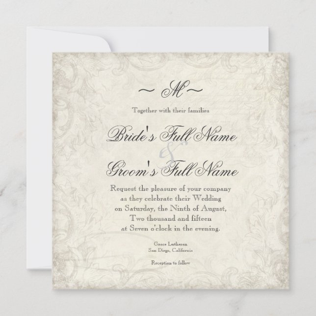Key to my Heart, Doves Swirl Weddings Invite (Front)