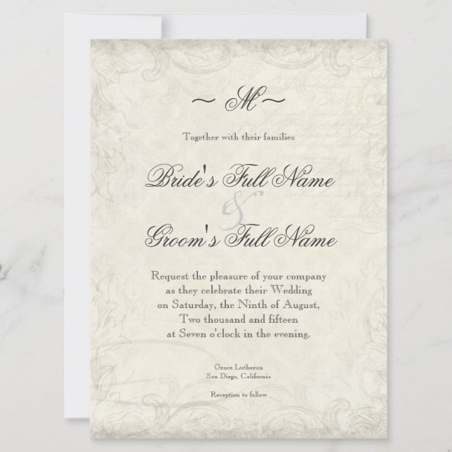 Key to my Heart, Doves Swirl Weddings Invite (Front)