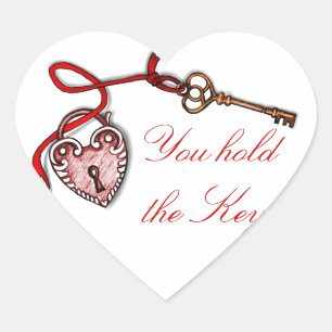 Key to my heart ~ Red Heart Sticker