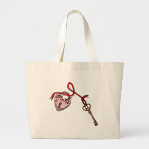 Key to my heart ~ Red Large Tote Bag