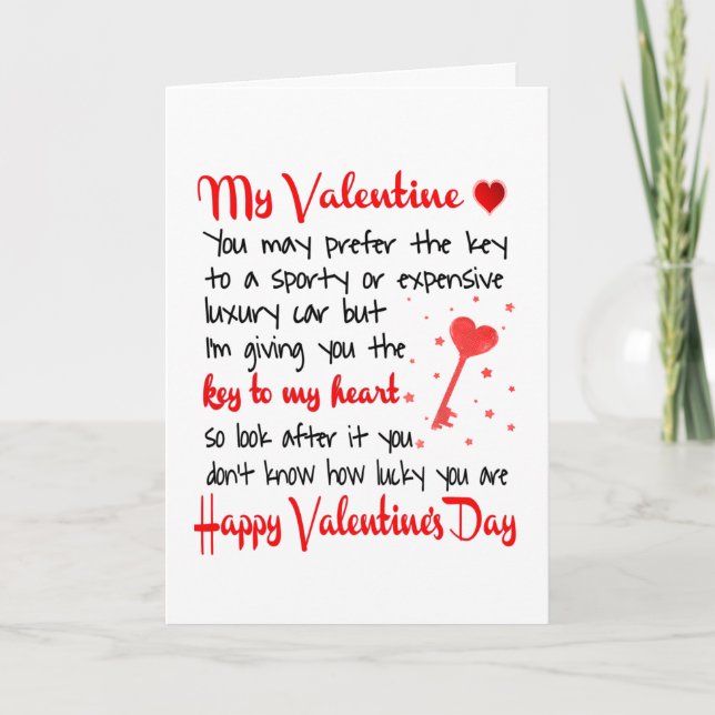  Key To My Heart Valentine's Day Gift Card (Front)