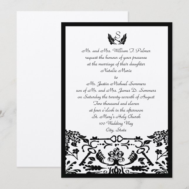 Key to My Heart/ Wedding Invitation (Front/Back)