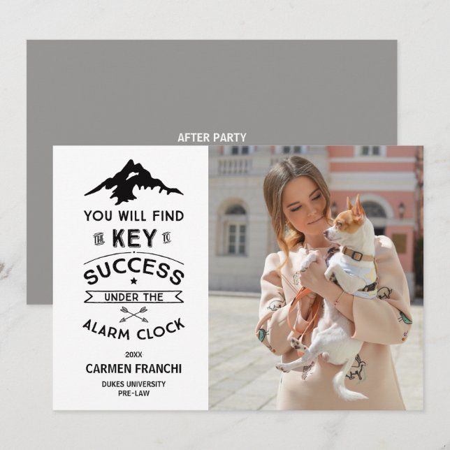 Key to Success Humourous Graduation Invitation (Front/Back)