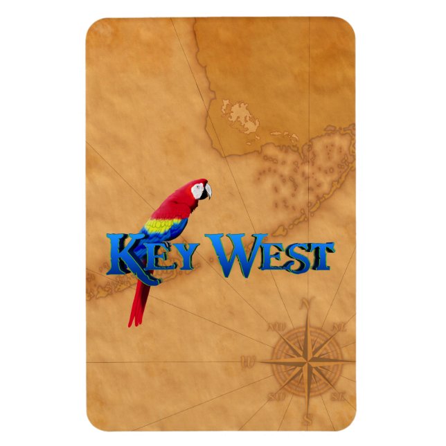 Key West And Map Magnet (Vertical)