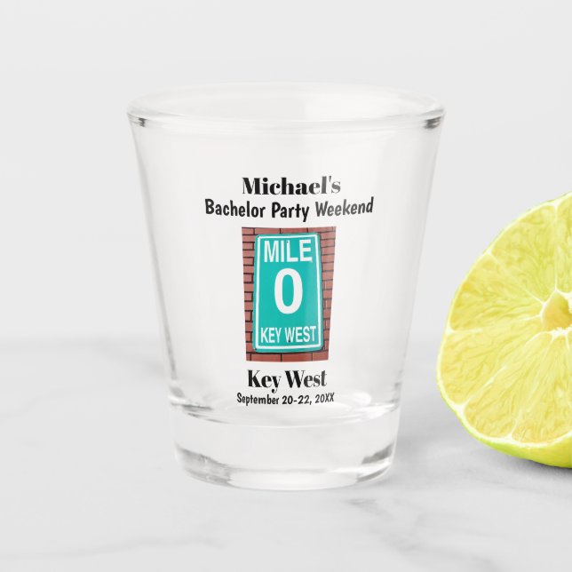 Key West Bachelor Party Guys Weekend Trip Shot Glass (Front)