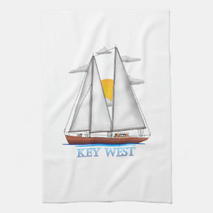 Key West Coastal Nautical Sailing Sailor Tea Towel