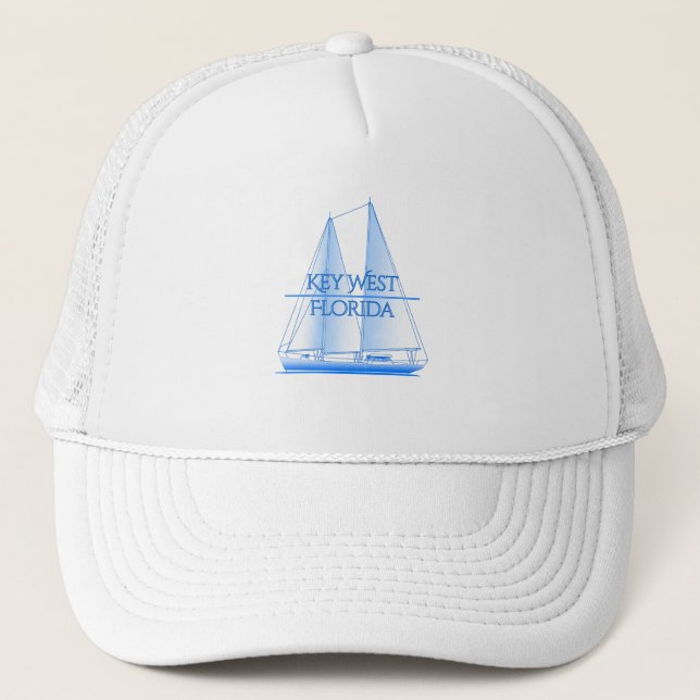 Key West Coastal Nautical Sailing Sailor Trucker Hat (Front)