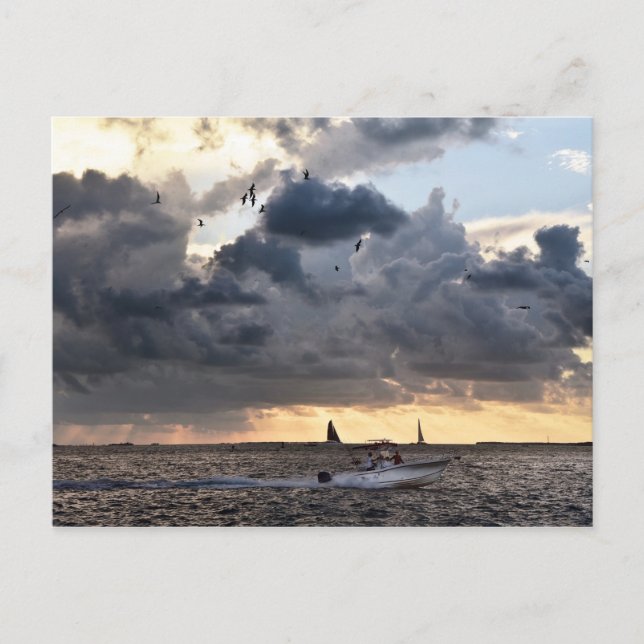 Key West Fishing Boat at Sunset Postcard (Front)