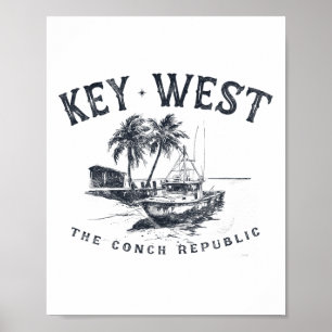 Key West Fishing Boat Conch Republic Tackle Gift Poster