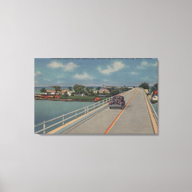 Key West, FL - Highway between Mainland & Keys Canvas Print (Front)