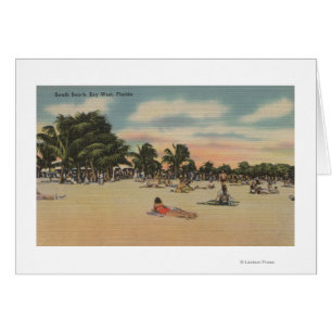 Key West, FL - View of South Beath w/ Sunbathers