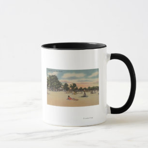 Key West, FL - View of South Beath w/ Sunbathers Mug