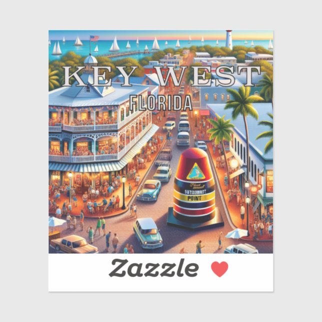 Key West Florida 3 Inch Vinyl Sticker (Sheet)