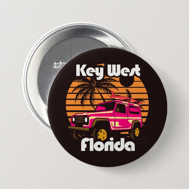 Key West Florida 7.5 Cm Round Badge (Front & Back)